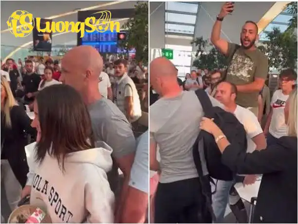 Đám đông kích động bao vây gia đình trọng tài Taylor tại sân bay. (Ảnh: CMH) Đám đông kích động bao vây gia đình trọng tài Taylor tại sân bay.